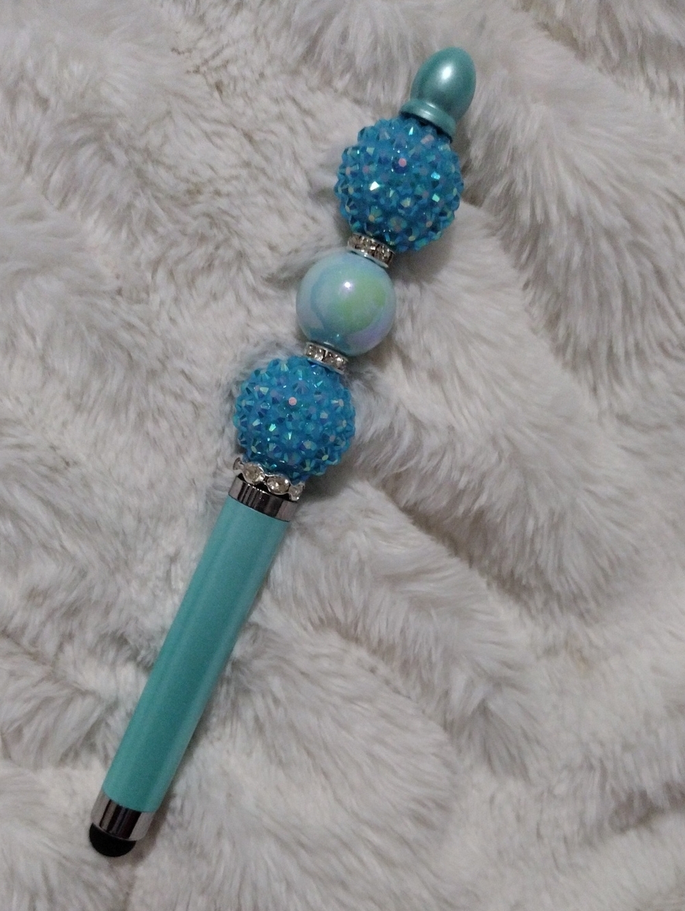 Sparkling Aqua Beaded Stylus &  Pen
